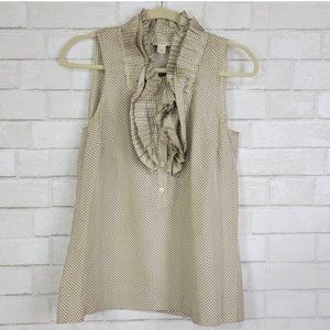 J Crew Calista Ivory Flecked Silk Ruffle Tank Blouse Cami Top